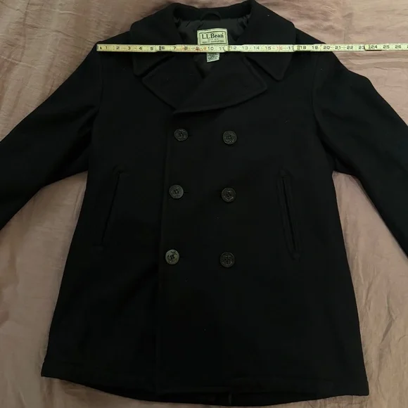 L.L. Bean Italian Wool Navy Blue Double Breasted Peacoat, Men's M - Picture 8 of 11